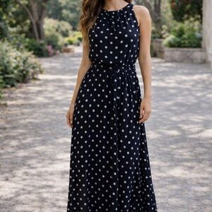 Shelby & Palmer black Polka Dot Maxi Dress size 10